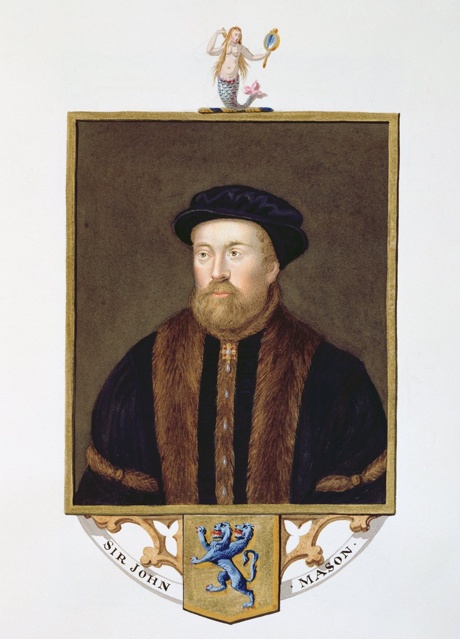 Portret sir Johna Masona (1503-66) ze „Wspomnień dworu królowej Elżbiety”, wydanego w 1825 r. (wc i gwasz na papierze) autorstwa Sarah Countess of Essex