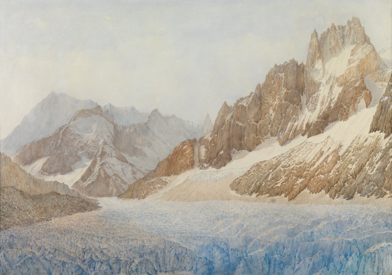 Mer de Glace, Chamonix, 1881 (ołówek i toaleta wzmocnione bielą) autorstwa Sarah Inger Louise Severn