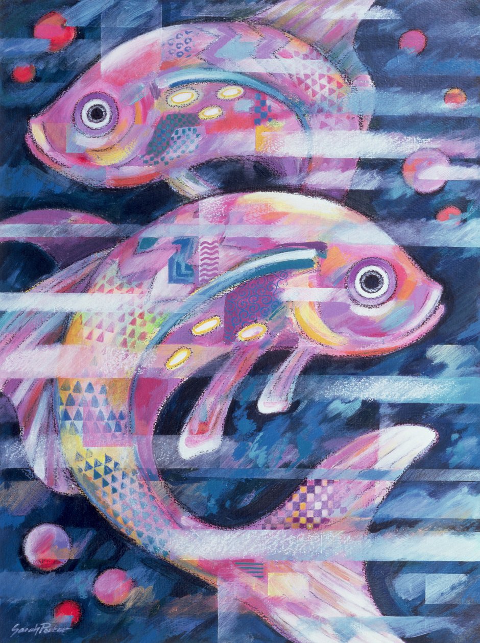 Fishstream (pastel akrylowy i olejny na papierze) autorstwa Sarah Porter
