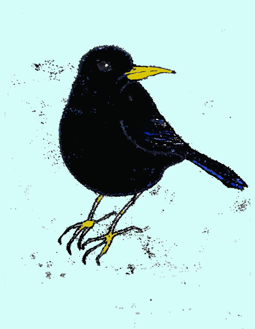 Blackbird, 2009 (olej i tusz na papierze) autorstwa Sarah Thompson Engels