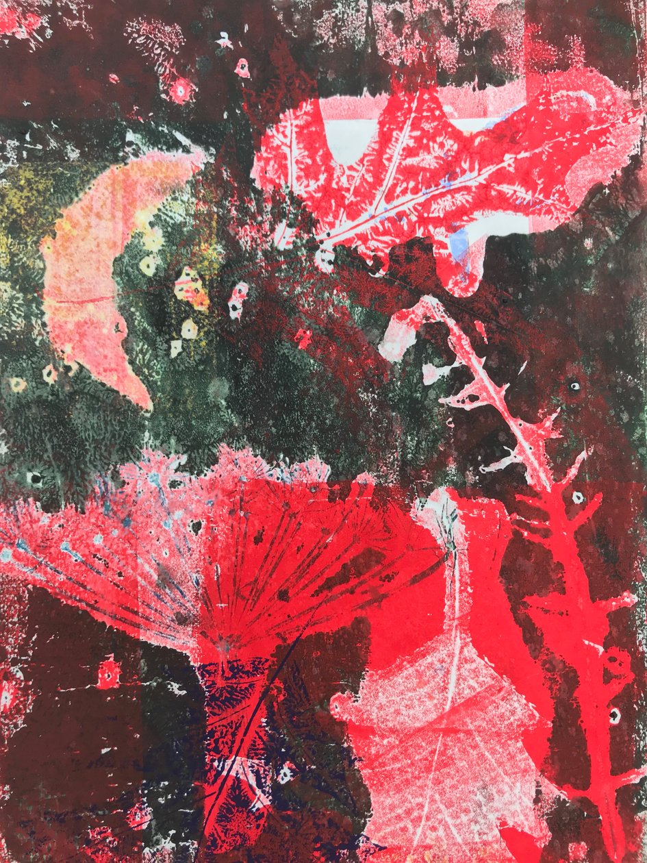 Czerwony księżyc (monodruk na papierze) autorstwa Sarah Thompson Engels