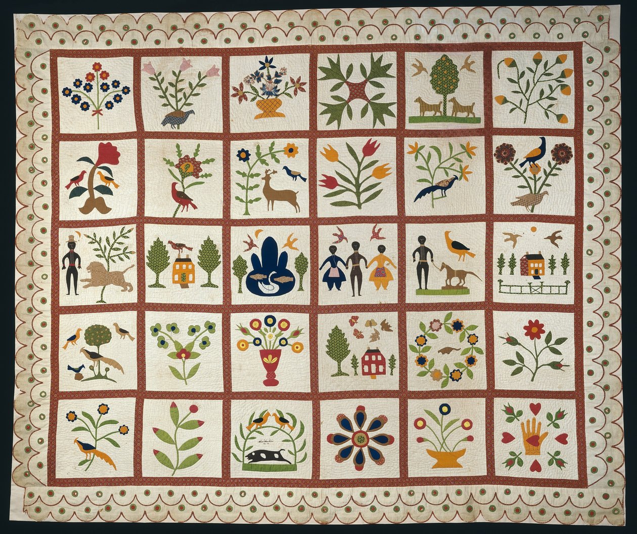 Narzuta na łóżko znana jako Album Quilt autorstwa Sarah Ann Wilson