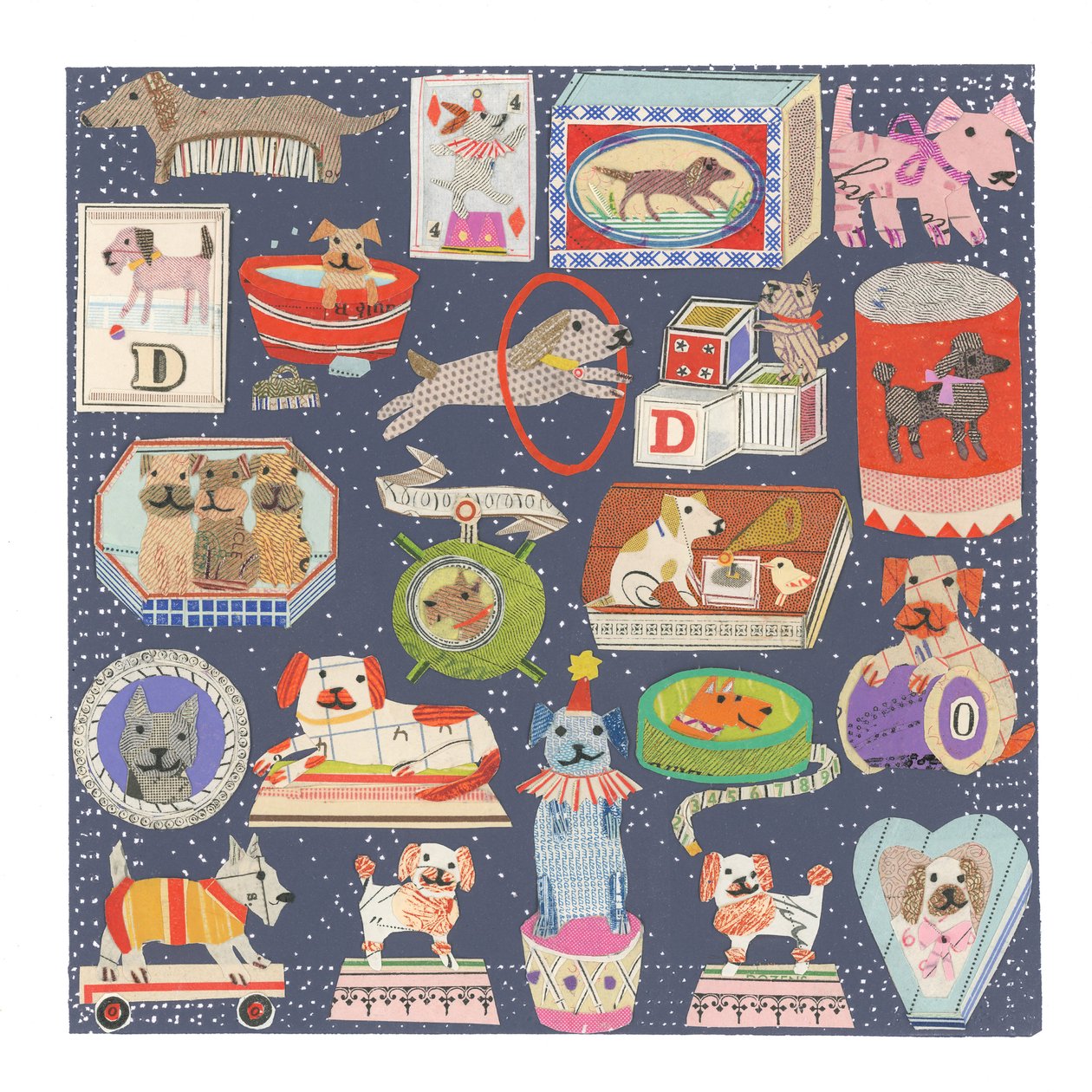 D Is For Dog, 2022 (kolaż z wycinanek) autorstwa Sarah Battle