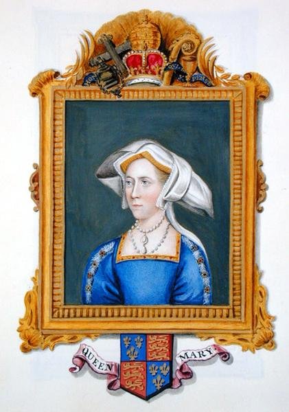 Portret Anny Boleyn niesłusznie nazywanej Królową Marią ze „Wspomnień dworu królowej Elżbiety”, wydanych w 1825 r. (akwarela i gwasz na papierze) autorstwa Sarah Countess of Essex