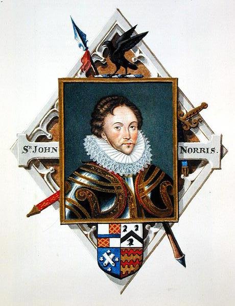 Portret kapitana Sir Johna Norrisa (ok. 1547-97) ze „Wspomnień dworu królowej Elżbiety”, opublikowanych w 1825 r. (akwarela i gwasz na papierze) autorstwa Sarah Countess of Essex