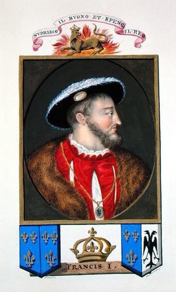 Portret Franciszka I króla Francji (1494-1547) ze „Wspomnień dworu królowej Elżbiety” wg portretu Tycjana (ok. 1488-1576), opublikowanego w 1825 r. (akwarela i gwasz na papierze) autorstwa Sarah Countess of Essex