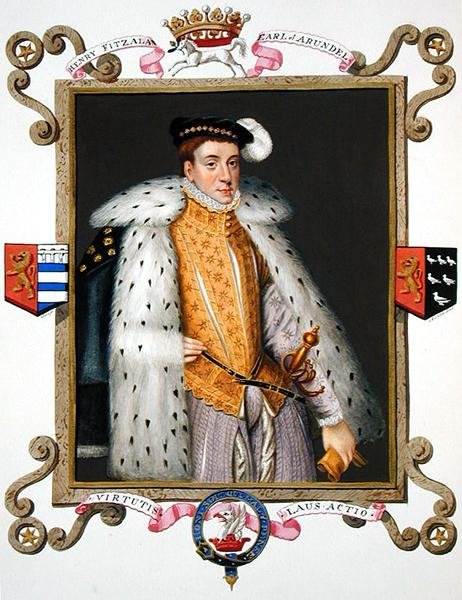 Portret Henryka Fitzalana (ok. 1511-80) 12. hrabiego Arundel ze „Wspomnień dworu królowej Elżbiety”, opublikowanych w 1825 r. (akwarela i gwasz na papierze) autorstwa Sarah Countess of Essex