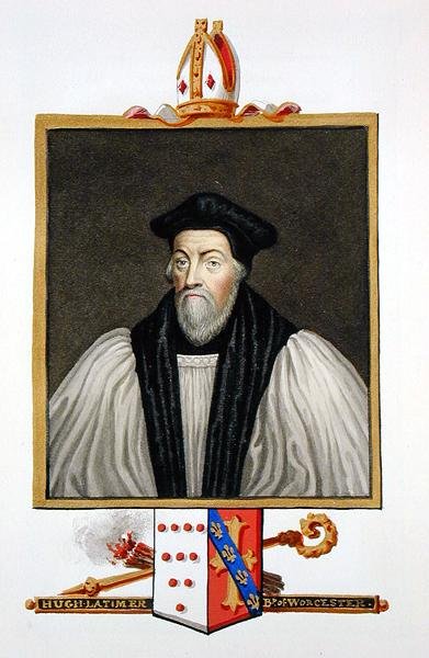 Portret Hugh Latimera (ur. 1486-1555) biskupa Worcester ze „Wspomnień dworu królowej Elżbiety”, opublikowanych w 1825 r. (akwarela i gwasz na papierze) autorstwa Sarah Countess of Essex