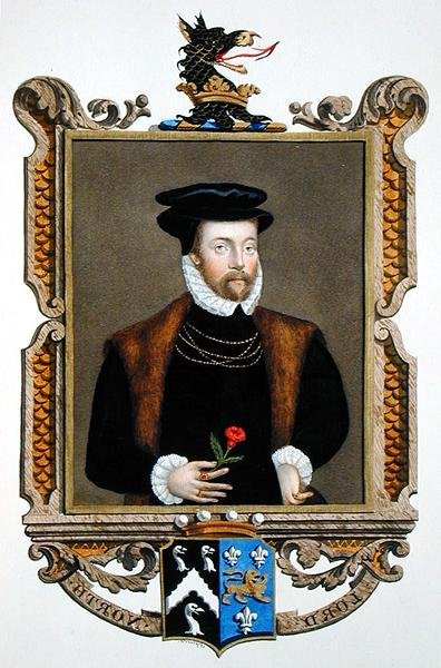 Portret Lorda Rogera Northa (1530-1600) 2. barona Northa ze „Wspomnień dworu królowej Elżbiety”, opublikowanych w 1825 r. (akwarela i gwasz na papierze) autorstwa Sarah Countess of Essex