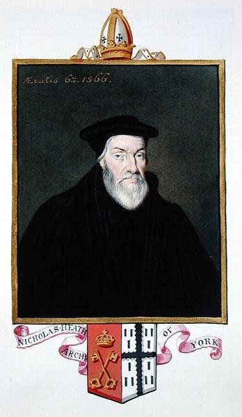 Portret Nicholasa Heatha (ok.1501-78) arcybiskupa Yorku ze „Wspomnień dworu królowej Elżbiety”, opublikowanych w 1825 r. (akwarela i gwasz na papierze) autorstwa Sarah Countess of Essex