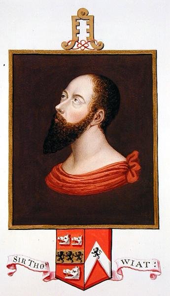 Portret sir Thomasa Wyatta Starszego (ok.1503-d.1542) ze „Wspomnień dworu królowej Elżbiety” według panelu Hansa Holbeina Młodszego (ok.1485-1543), opublikowanego w 1825 r. (akwarela i gwasz na papier) autorstwa Sarah Countess of Essex