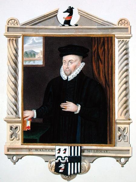 Portret Sir Waltera Mildmaya (ok. 1520-89) ze „Wspomnień dworu królowej Elżbiety” według portretu Sir Williama Segara (zm. 1633), opublikowanego w 1825 r. (akwarela i gwasz na papierze) autorstwa Sarah Countess of Essex