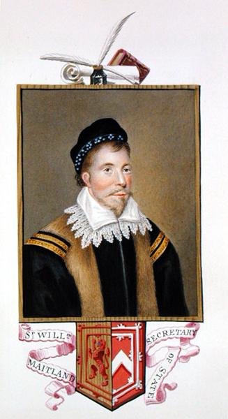 Portret Sir Williama Maitlanda z Lethington (ok. 1528-73) sekretarza stanu ze „Wspomnień dworu królowej Elżbiety”, opublikowanych w 1825 r. (akwarela i gwasz na papierze) autorstwa Sarah Countess of Essex