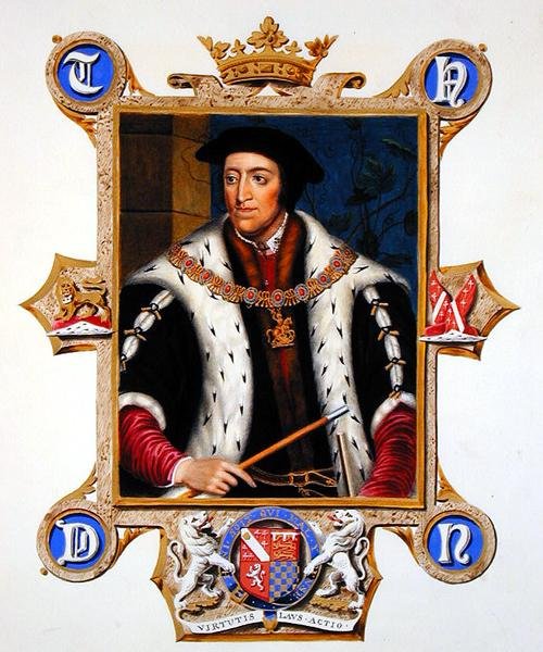 Portret Thomasa Howarda (1473-1554), trzeciego księcia Norfolk z "Pamiętników dworu królowej Elżbiety", wydanych w 1825 r. (akwarela i gwasz na papierze) autorstwa Sarah Countess of Essex