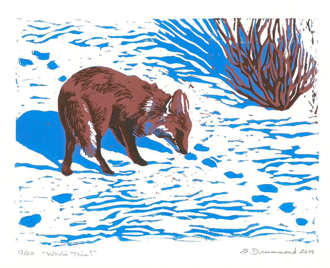 Co to jest, 2014 (linoryt) autorstwa Sarah Drummond