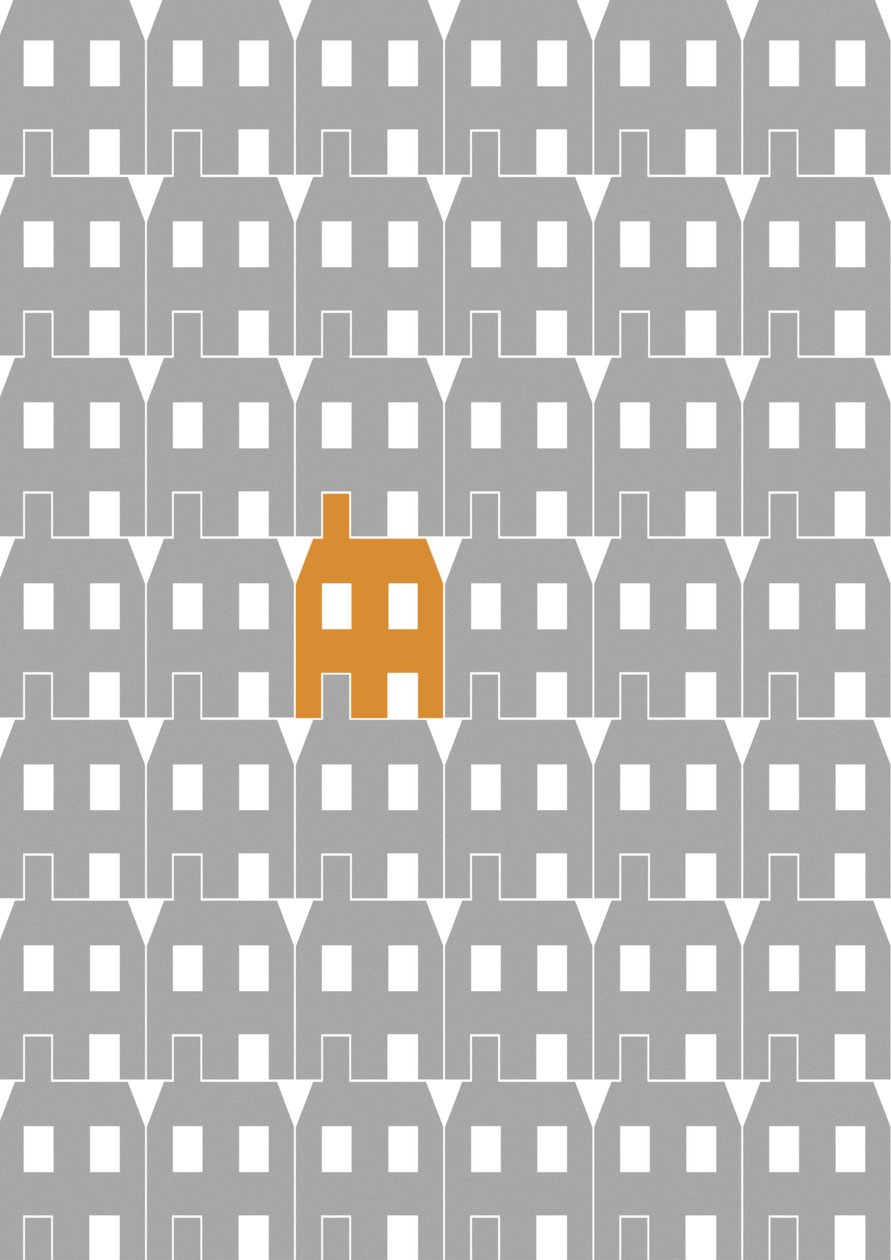 Grey Paper House_Large, 2020 (w wersji cyfrowej) autorstwa Sarah Evans