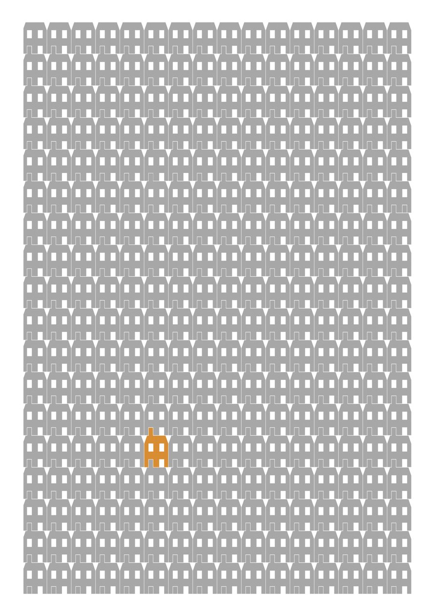 Grey Paper House Repeat Print, 2014 (grafika giclee) autorstwa Sarah Evans