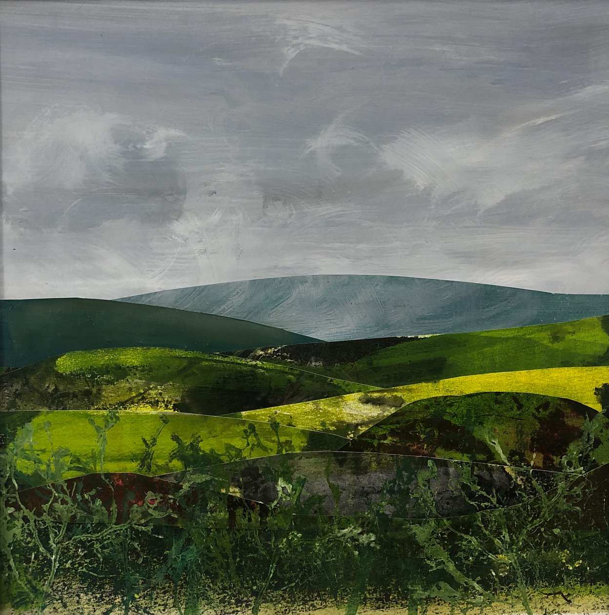 Krajobraz Somerset, 2023 (farba na papierze) autorstwa Sarah Thompson Engels