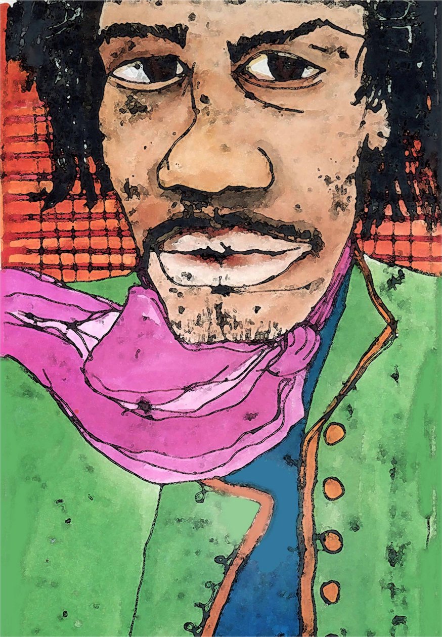 Hendrix (tusz na papierze) 2020 autorstwa Sarah Thompson Engels