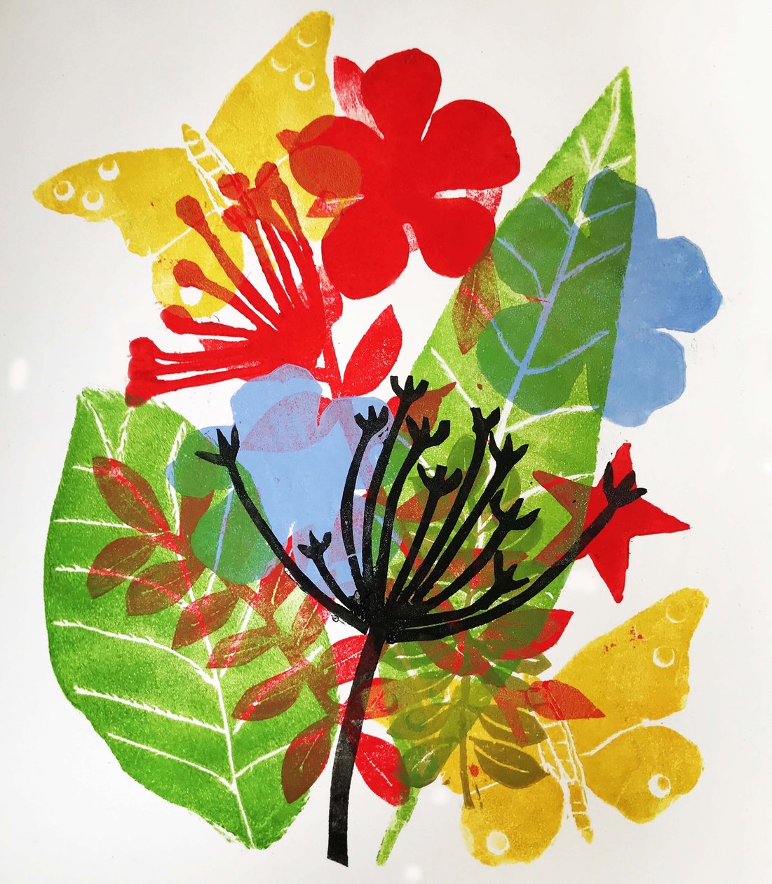 Ziarna i kwiaty, 2019 (monodruk tuszem) autorstwa Sarah Thompson Engels