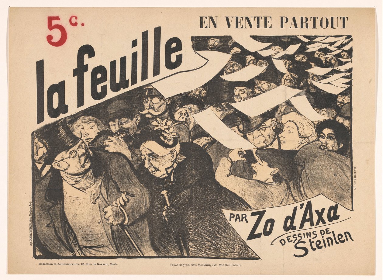Reclamebiljet voor La feuille door Zo d
