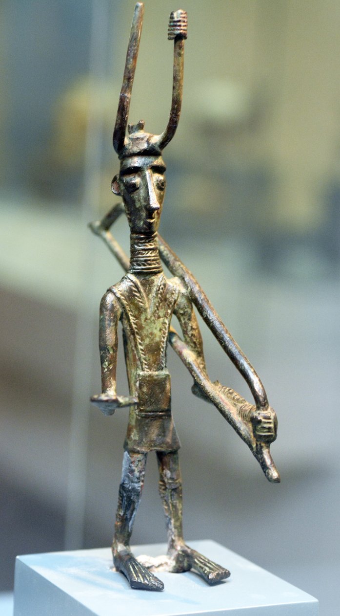 Brązowa figurka wojownika, ok. 1800-1200 pne (brąz) autorstwa Sardinia Nuragic Civilization