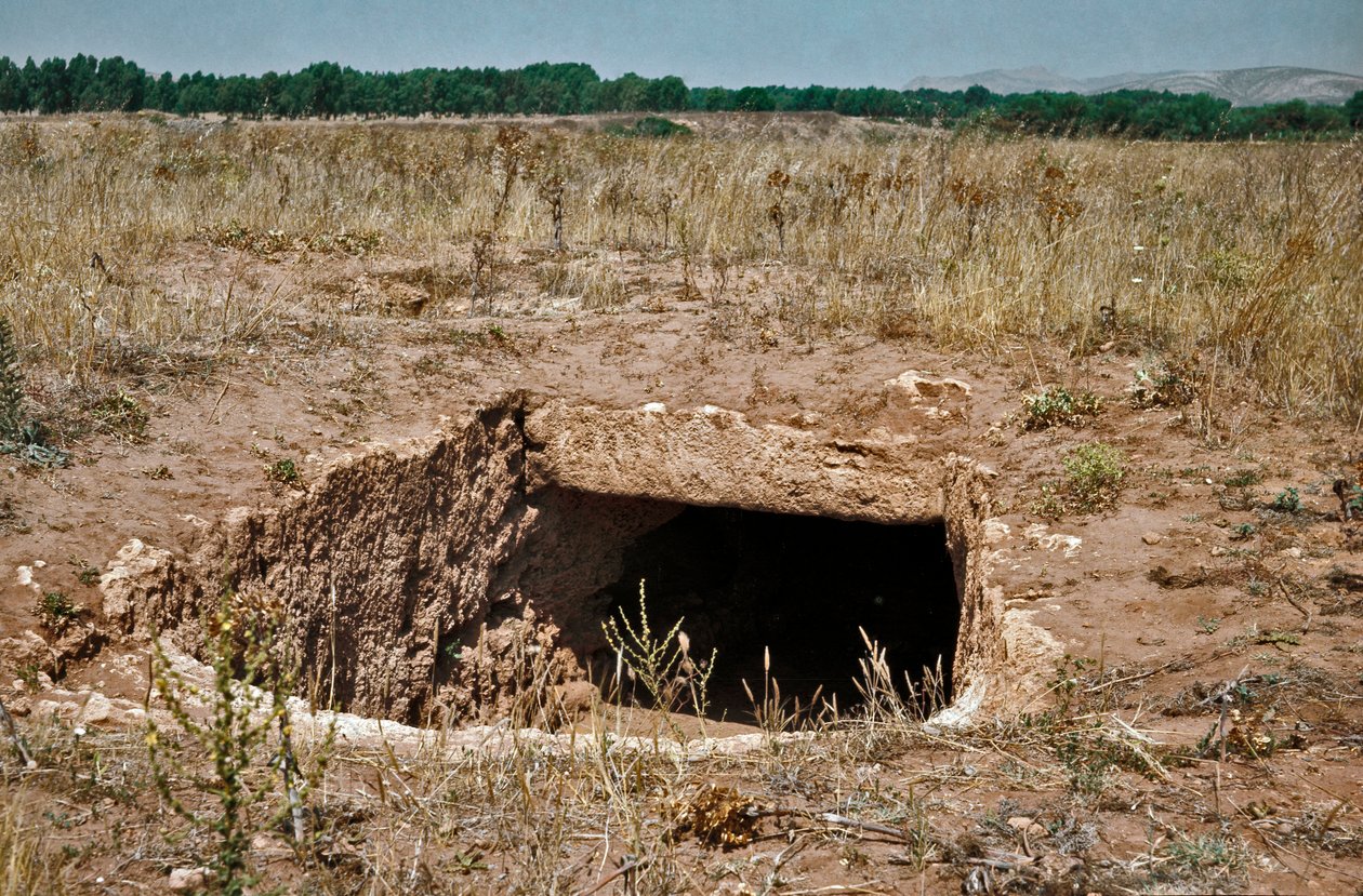 Kultura nuragi (nuraghi) Sardyńska: ruiny miasta przed nuragami na megalitycznym miejscu Anghelu Ruju: centralna wieża. XX w. p.n.e. Alghero, Sardynia Włochy autorstwa Sardinia Nuragic Civilization