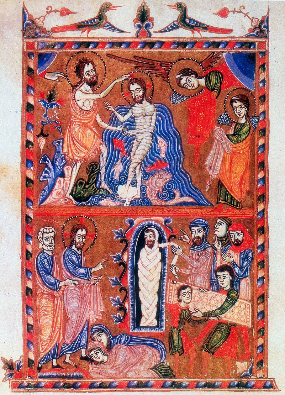 „Chrzest Jezusa i wskrzeszenie Łazarza”, 1336 autorstwa Sargis Pidsak