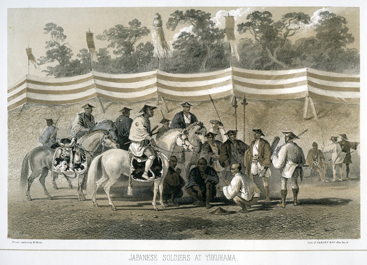 Japońscy żołnierze w Yukuhamie, Japonia, c1845 autorstwa Sarony and Co