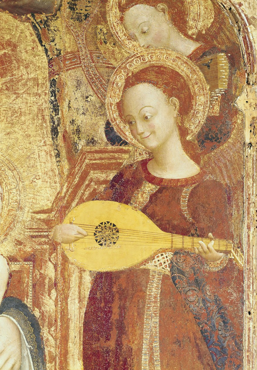 Dziewica z Dzieciątkiem na tronie z sześcioma aniołami, fragment anioła-muzyka, 1437-44 (zob. 95743) autorstwa Stefano Sassetta