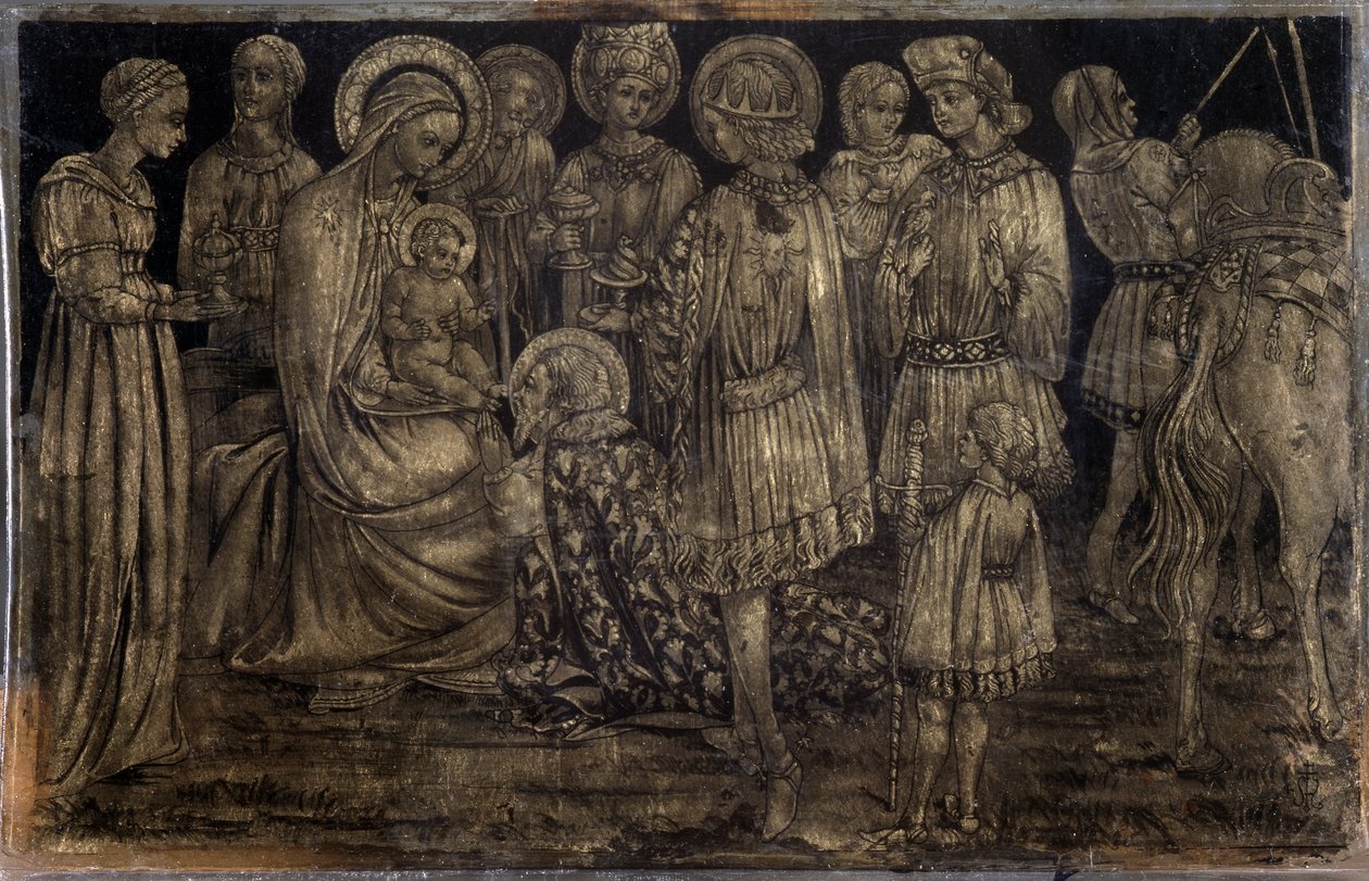 Adoracja Trzech Króli obraz Sassetta (1392-1450) wym. 29x46 cm Muzeum Sztuki Zdobniczej i Mody Marsylia autorstwa Sassetta (c.1392 1450)