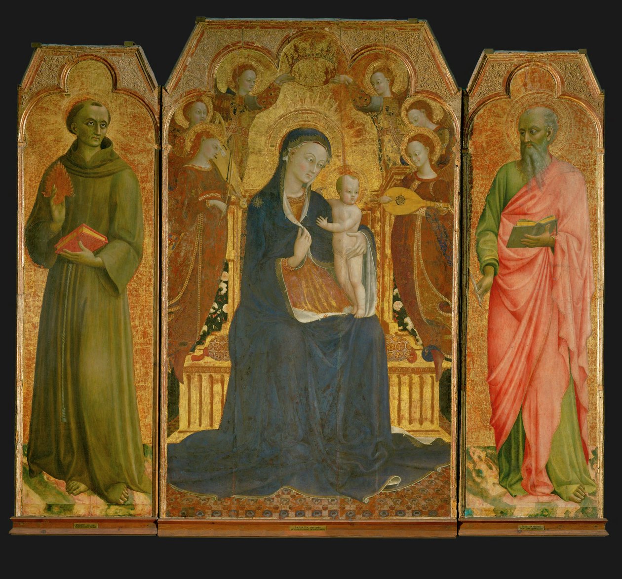 Poliptyk. Centrum: Madonna z Dzieciątkiem otoczona ... autorstwa Sassetta (c.1392 1450)