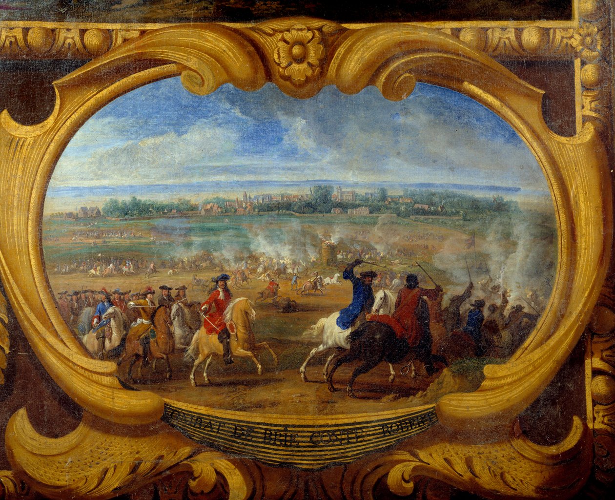 Czyny Ludwika II księcia Bourbon Conde (Bourbon-Conde) znanego jako Wielki Conde (1621-1686), Bitwa pod Brie Count Robert Detail, Obraz Zbawiciela Le Conte (Leconte, Le Comte, Lecomte) (1659-1694) Chantilly z XVII wieku, Musee Conde autorstwa Sauveur Le Conte