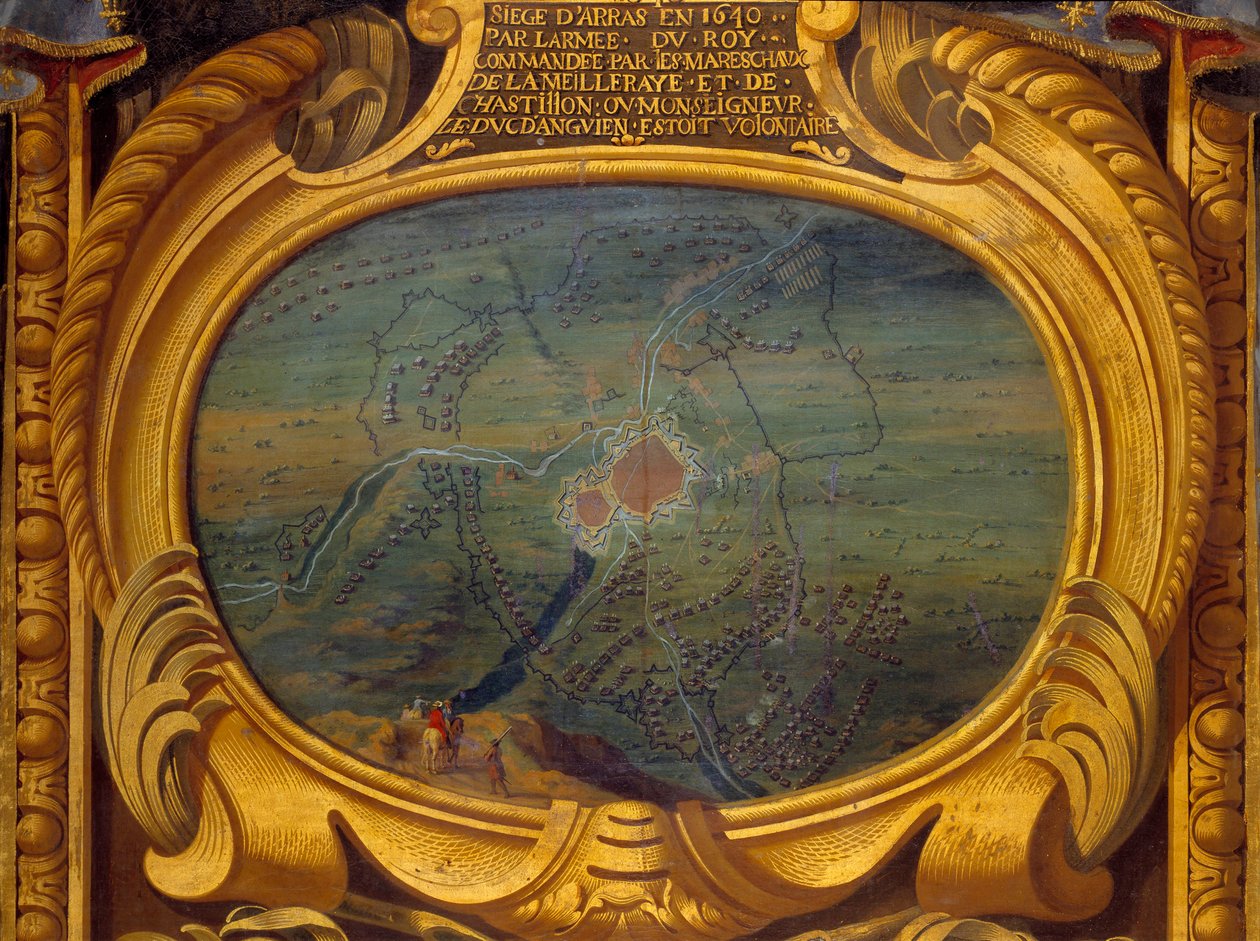Wojna trzydziestoletnia (1618-1648): mapa przedstawiająca siedzibę Arras autorstwa Sauveur Le Conte