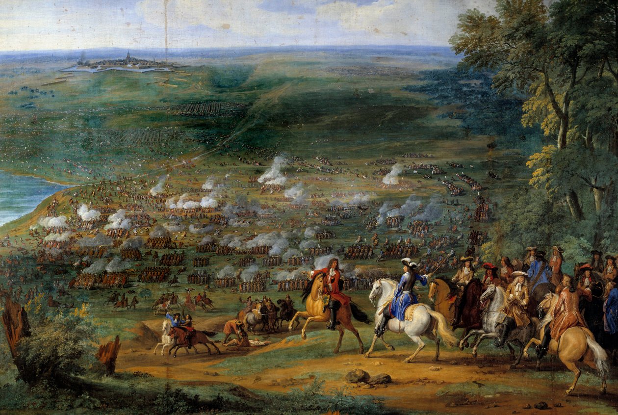 Wojna trzydziestoletnia: „”Widok bitwy pod Rocroy (Rocroi) z dnia 19.05.1643 r. przeciw francuskim wojskom księcia Enghien i hiszpańskim oddziałom Francisco de Melo”” Szczegół, Obraz: Sauveur Le Conte (Leconte , Le Comte, Lecomte) (1659-1694) autorstwa Sauveur Le Conte