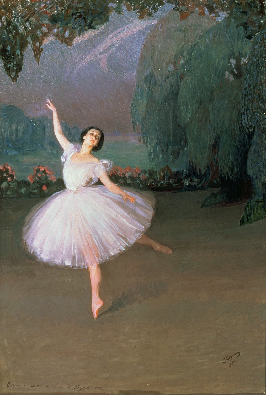 Balerina Karsavina jako Sylfida autorstwa Savelij Abramovich Sorin