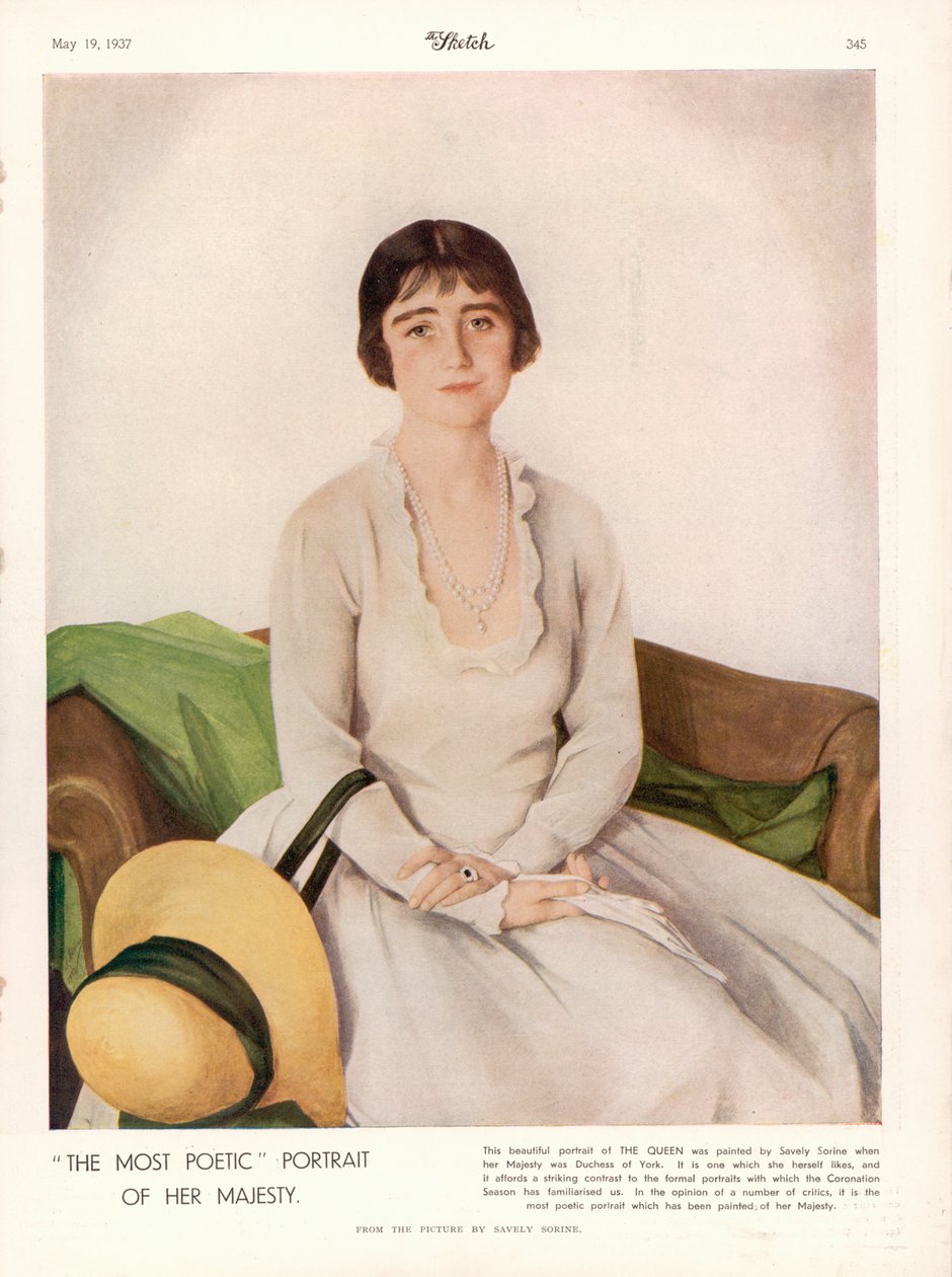 Portret Jej Królewskiej Mości Królowej Elżbiety (1900-2002) z "Szkicu autorstwa Savely Sorine