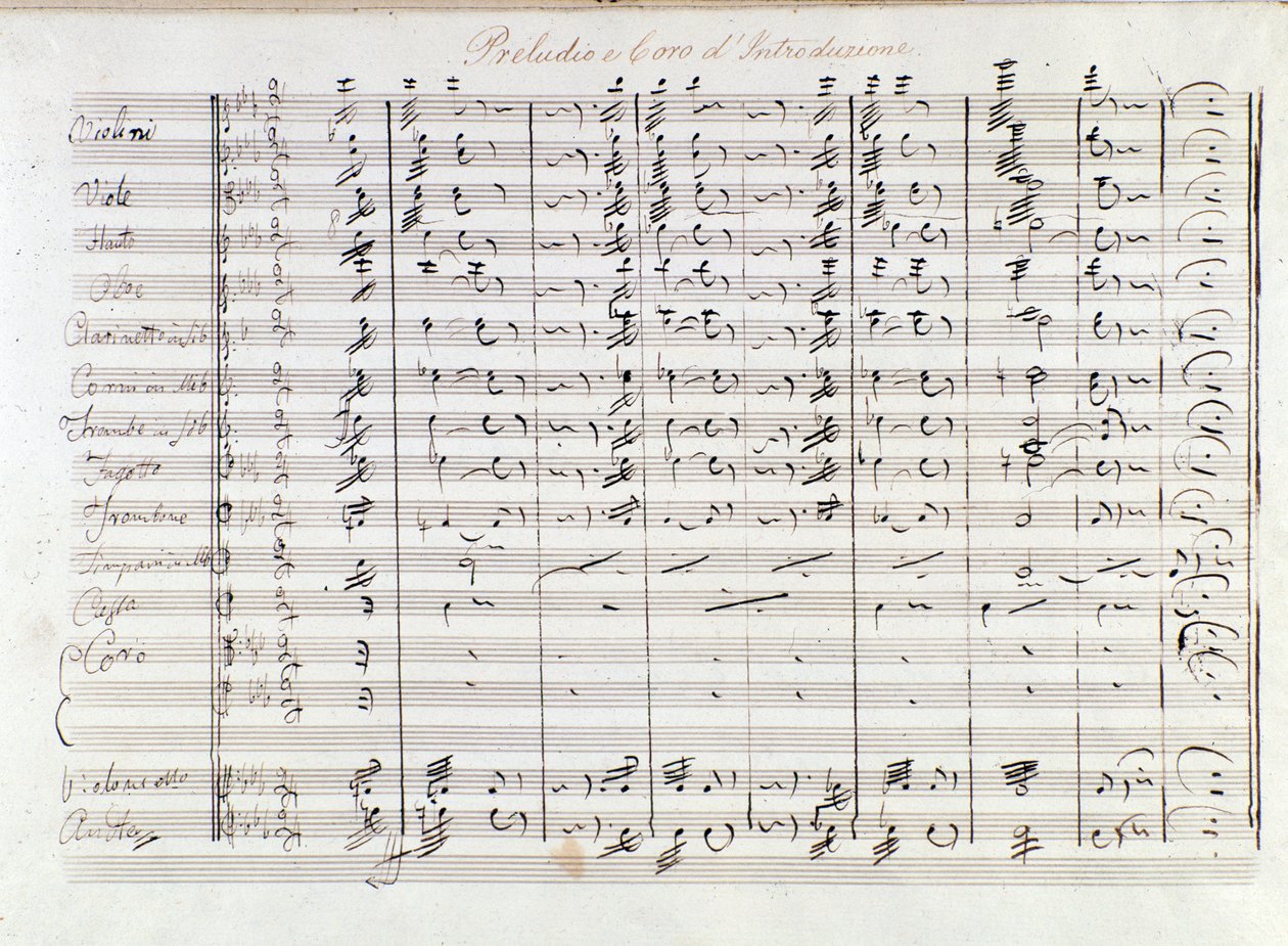 Pierwsza strona preludium opery Il bravo Mercadante (1842) autorstwa Saverio Mercadante