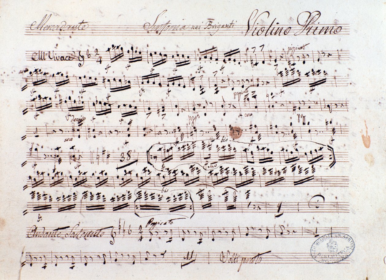 Partytura muzyczna opery Zbójcy Mercadante (1836) autorstwa Saverio Mercadante