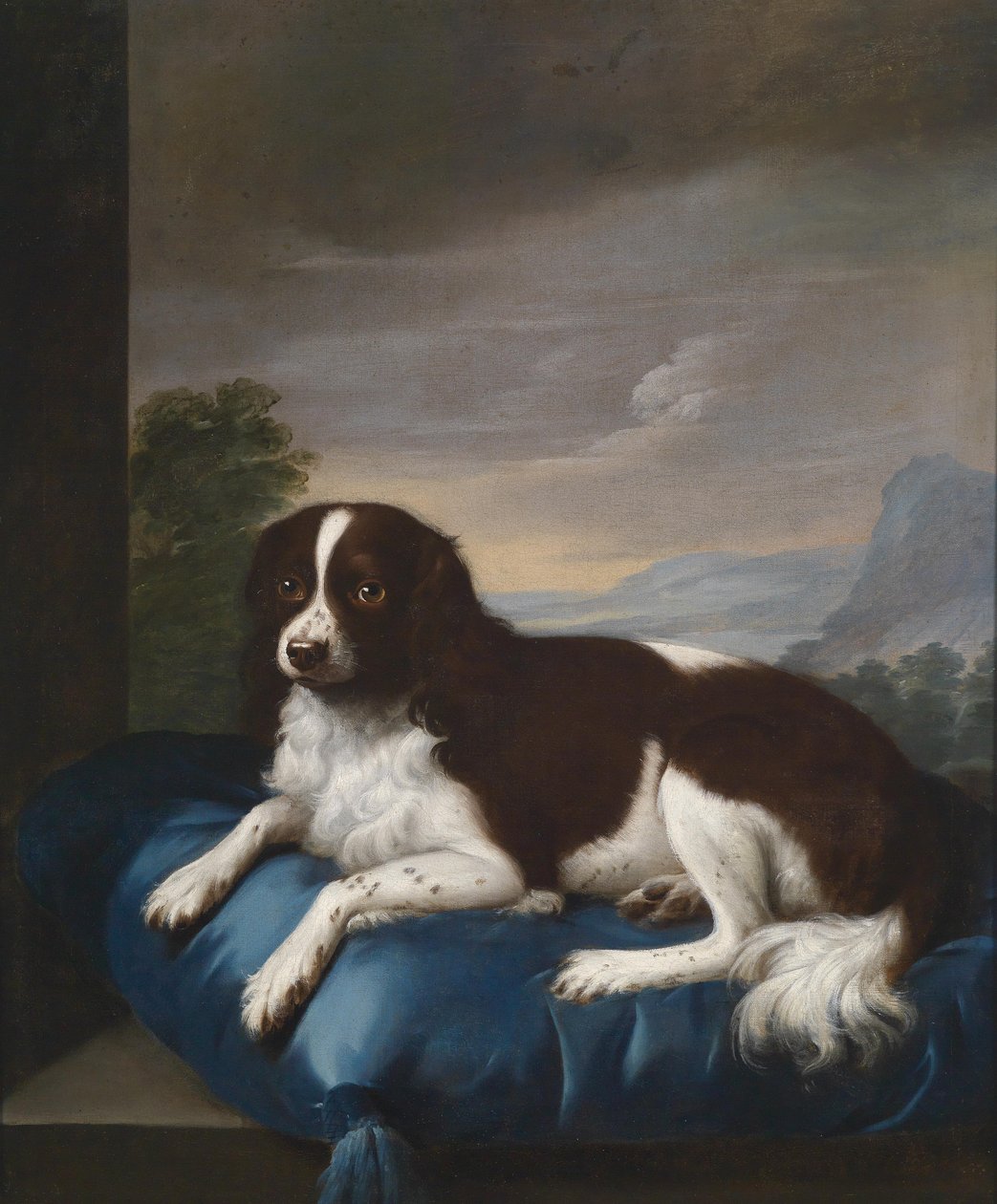 Springer spaniel angielski na poduszce autorstwa Sawrey Gilpin