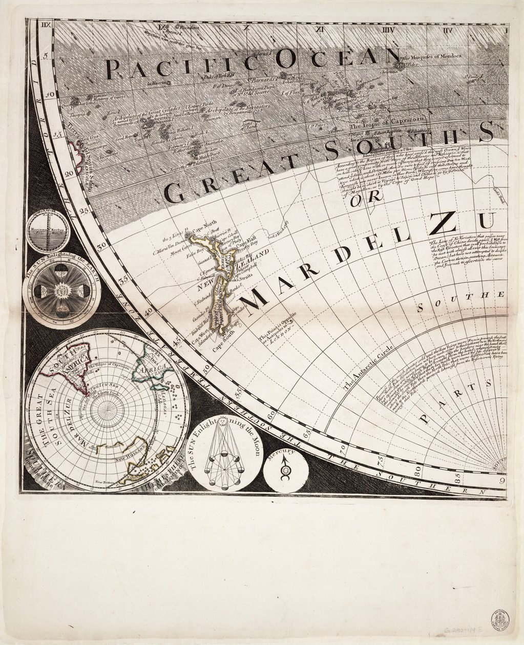 Nowa i poprawna mapa świata (sekcja), ok. 1774 r. (kolorowa rycina) autorstwa Sayer & Bennett