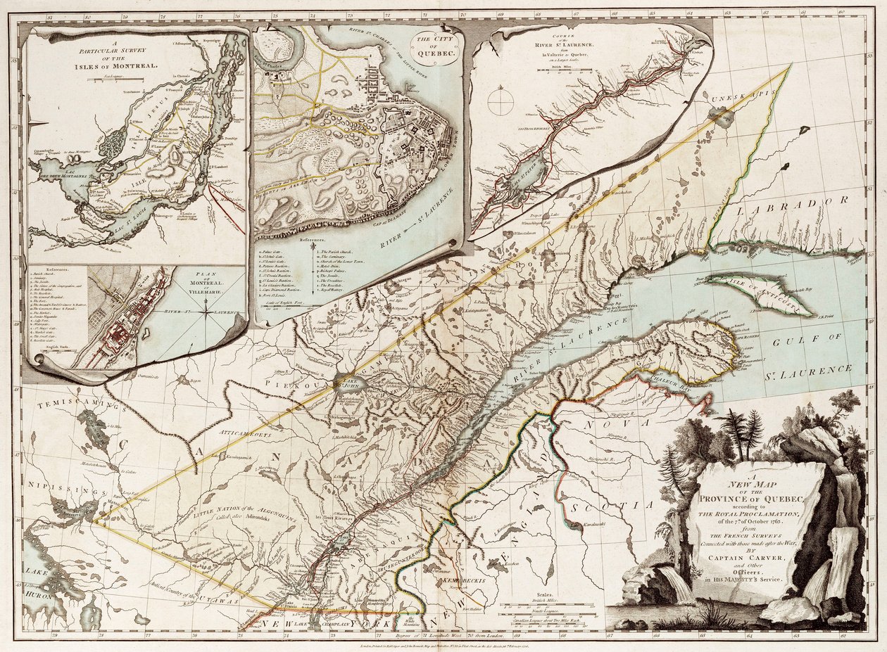 Mapa Quebecu, Kanada autorstwa Sayer & Bennett