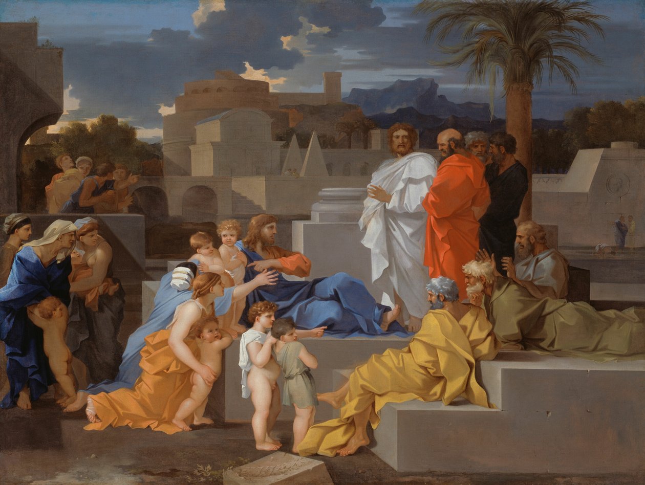 Chrystus przyjmujący dzieci autorstwa Sébastien Bourdon