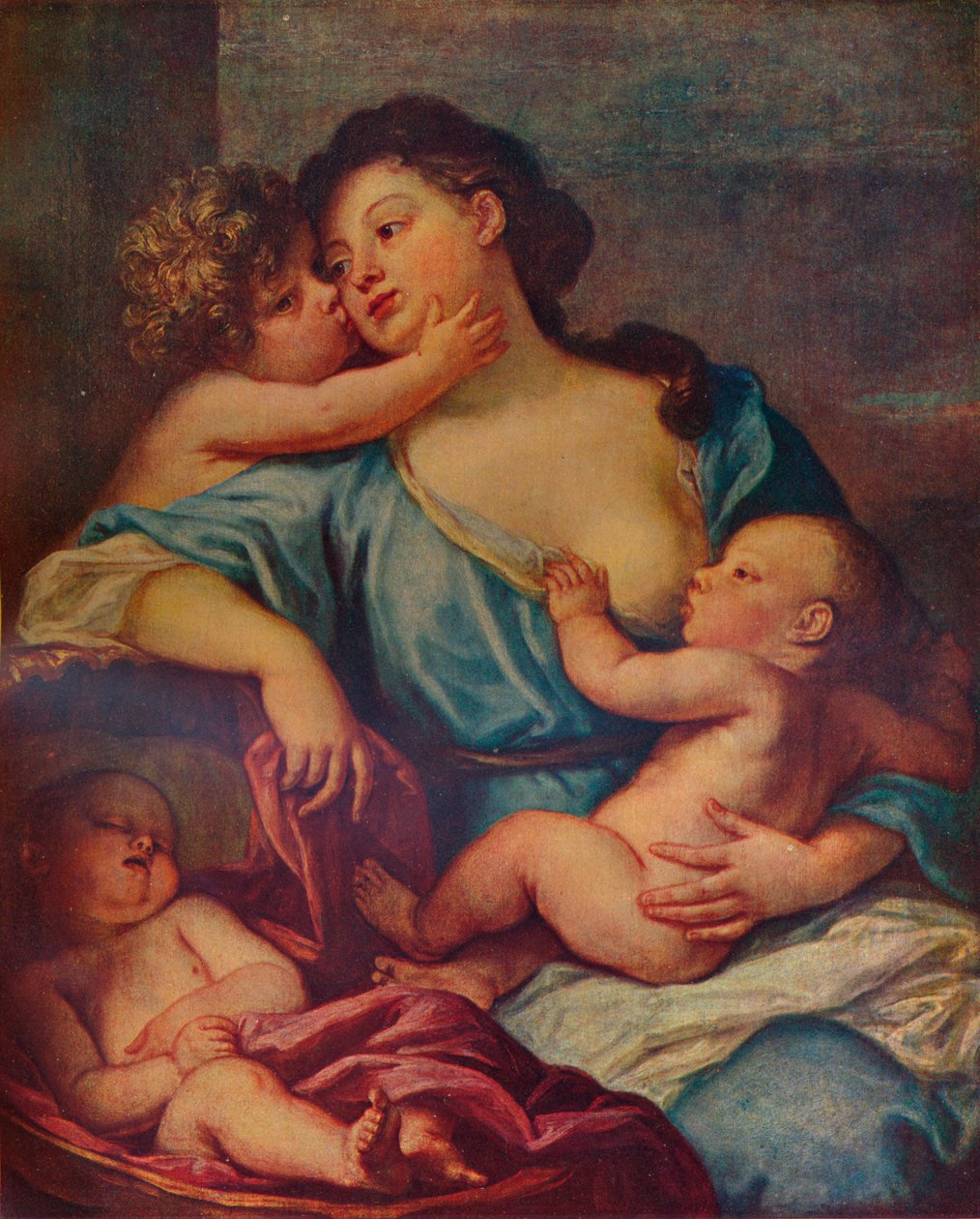 Portret damy z trojgiem dzieci, XVII w., 1907 autorstwa Sébastien Bourdon