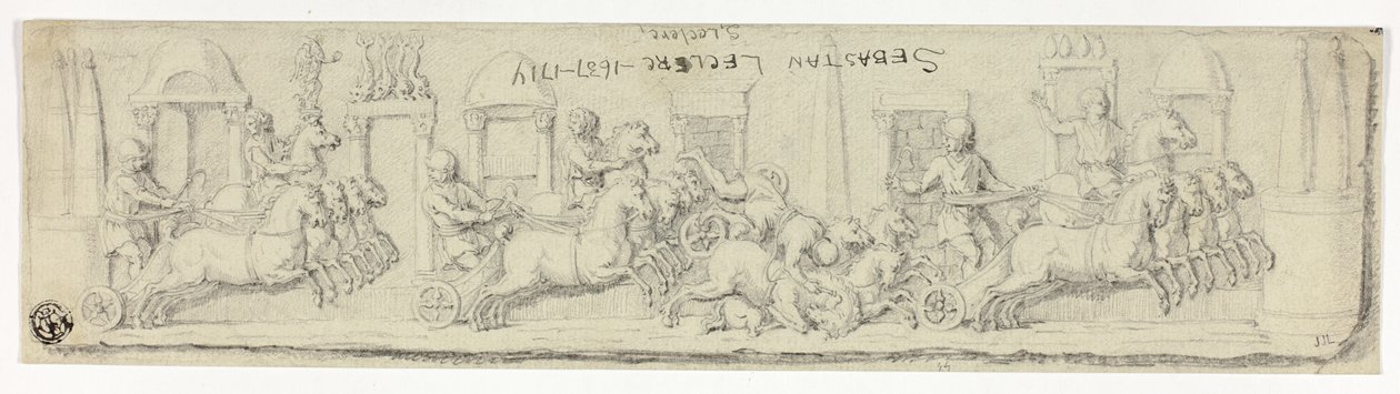 Antyczny relief przedstawiający wyścig rydwanów autorstwa Sébastien Le Clerc the elder