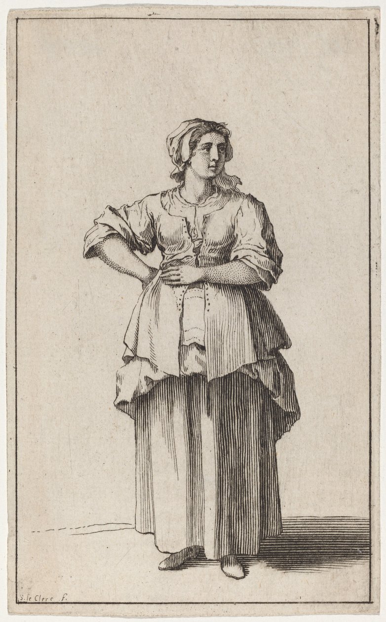Stojąca służąca autorstwa Sébastien Le Clerc the elder