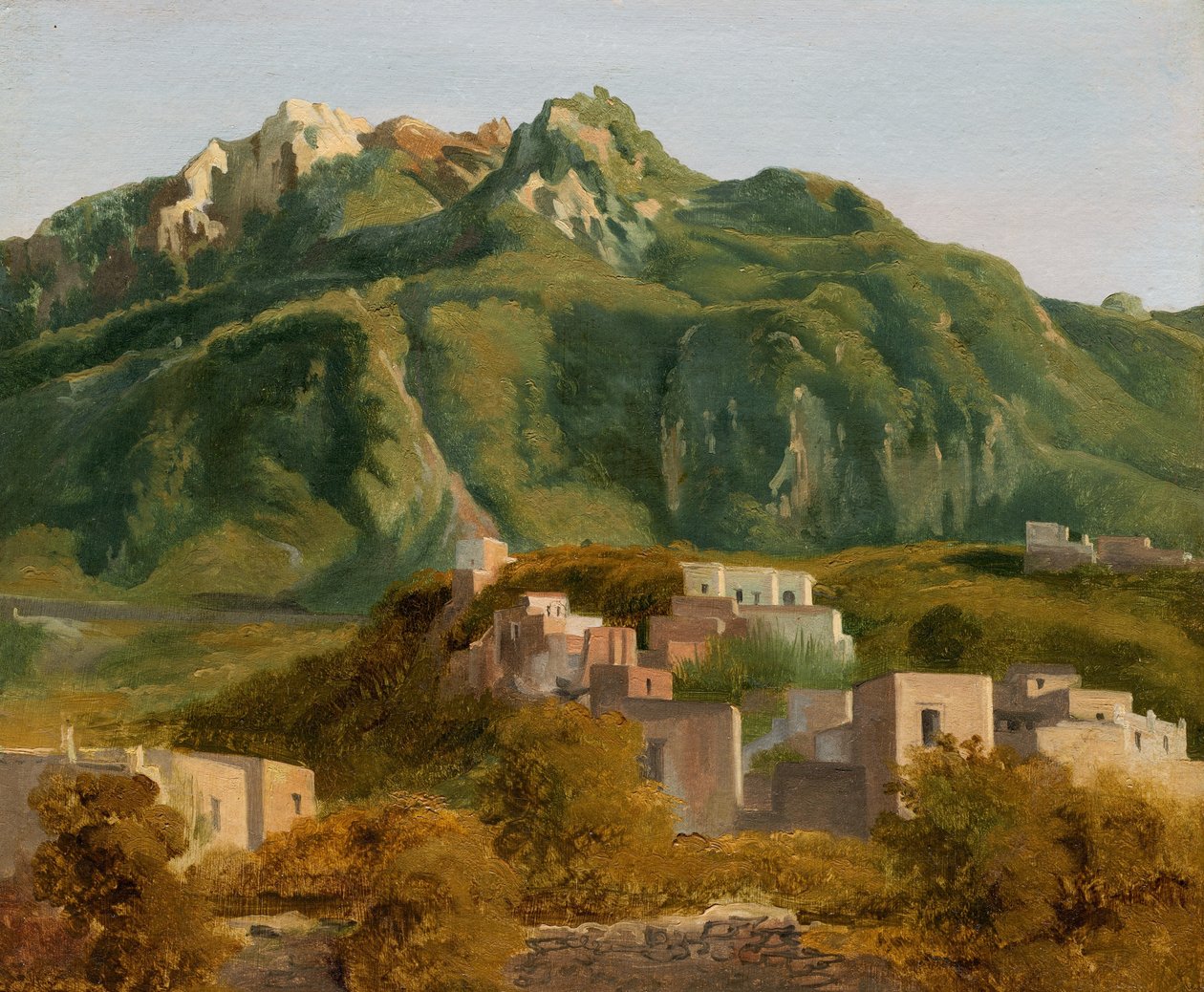Aldeia na Ilha de Ischia, c.1826 (óleo sobre papel sobre tela)polonês autorstwa Sébastien Louis Guillaume Norblin de la Gourdaine