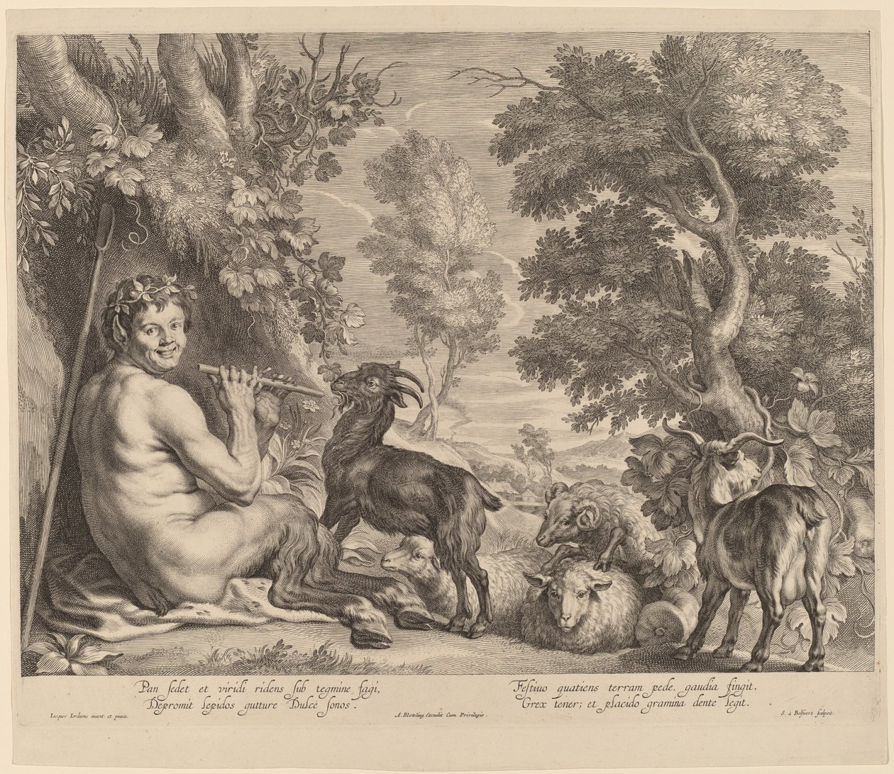Patelnia grająca na flecie autorstwa Schelte Adams Bolswert after Jacob Jordaens