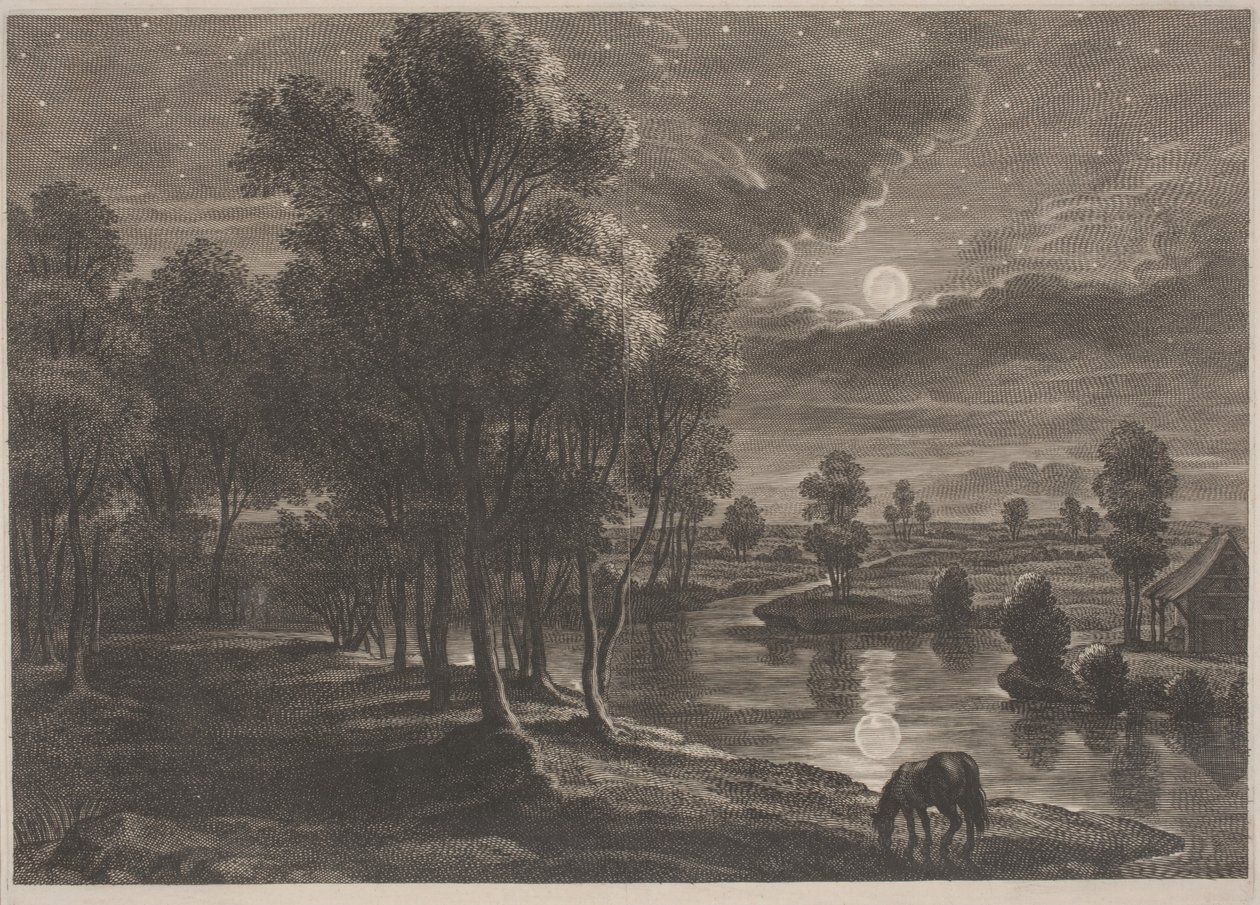 Księżycowy krajobraz rzeki autorstwa Schelte Adams Bolswert, after Sir Peter Paul Rubens