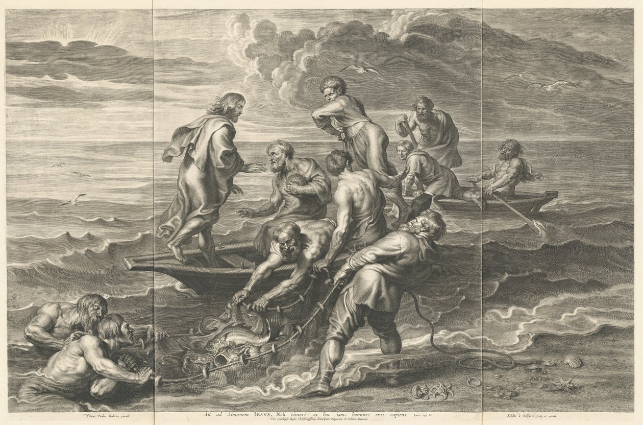 Cudowny Pobór Ryb autorstwa Schelte Adams Bolswert after Sir Peter Paul Rubens